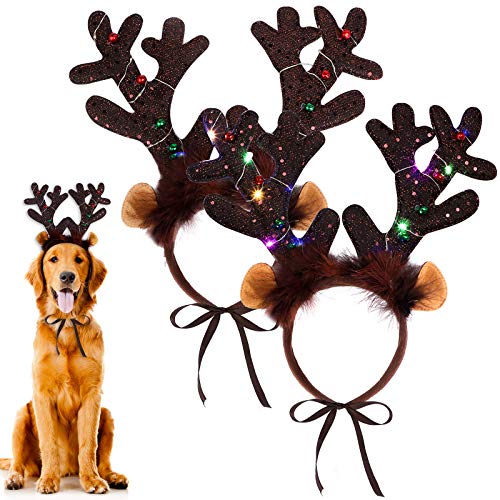 2 Pack Light Up Christmas Reindeer Headbands M2670