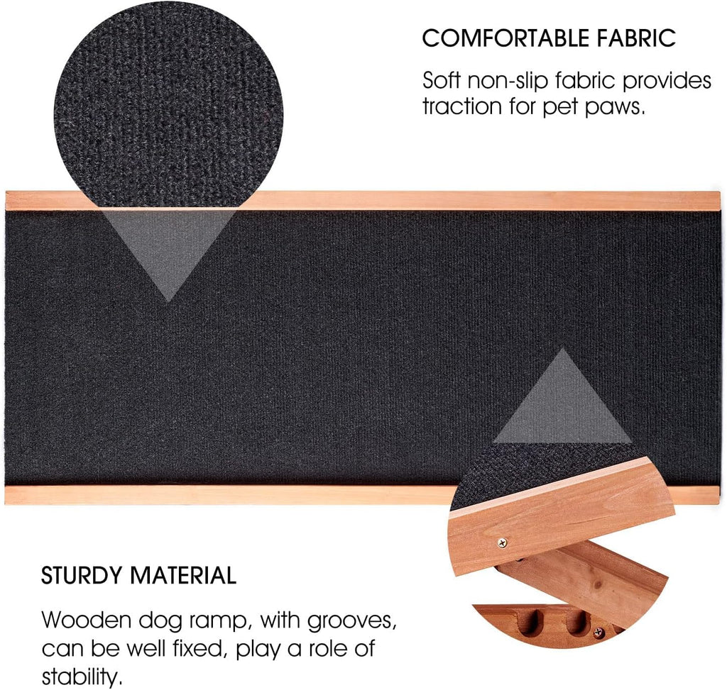 Wooden Height Adjustable Pet Ramp with Non Slip Carpet Surface, Foldable (Large) L780851