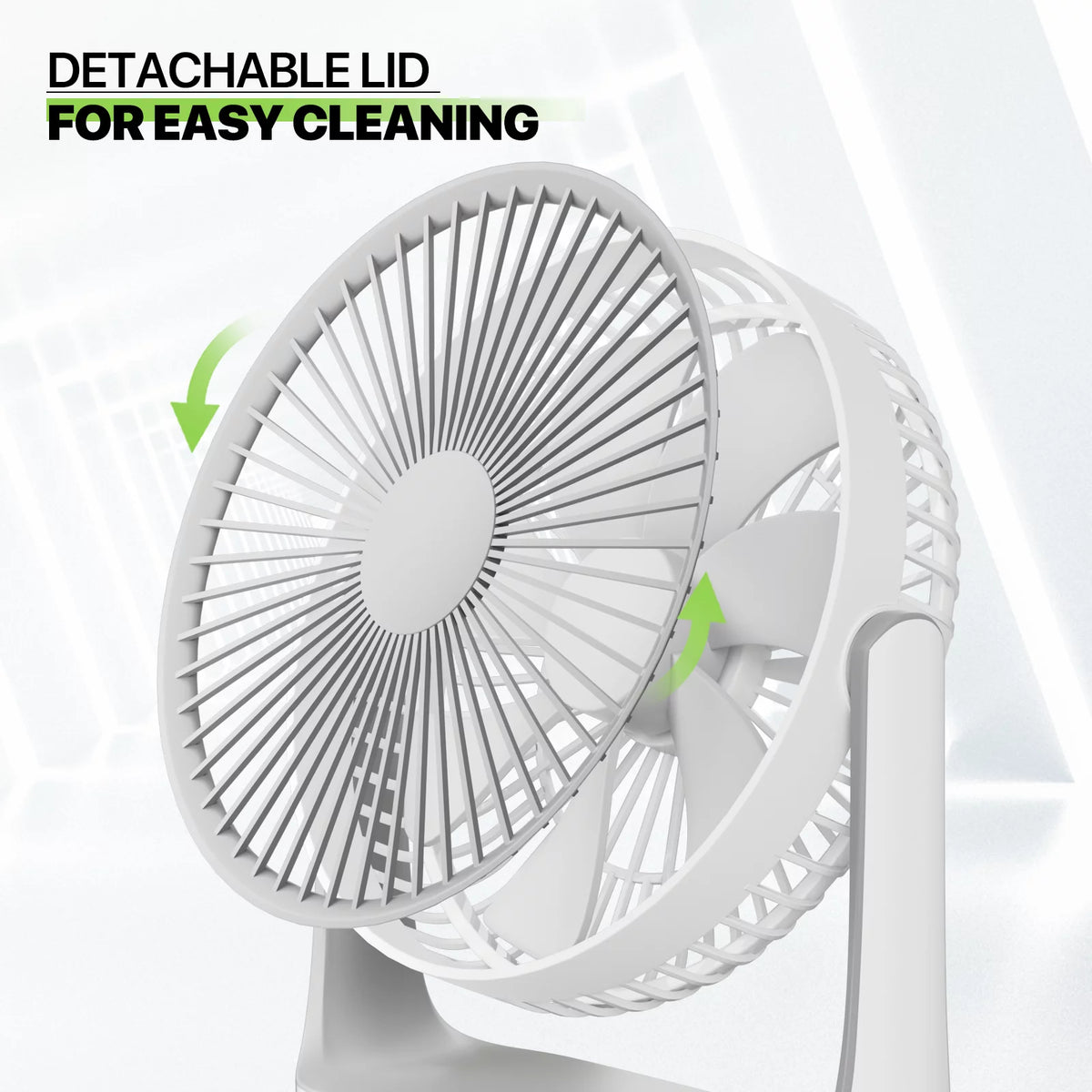 USB Desktop Fan, Rechargeable Wall Mounted Hanging Fan with LED Light, White R38152