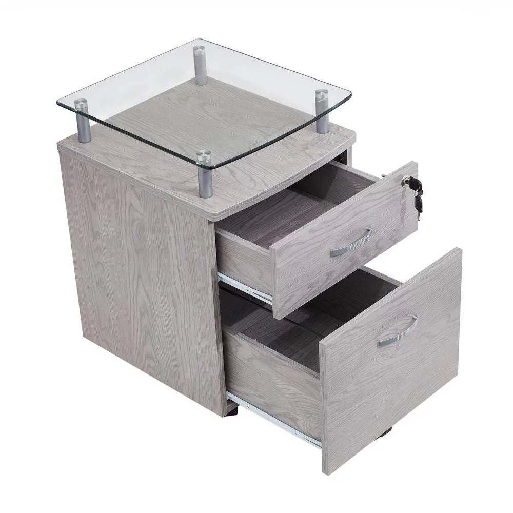 Rolling File Cabinet with Glass Top I847