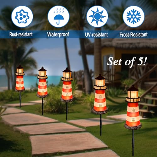 5 Pack Solar Garden Lights Outdoor Waterproof Red W699