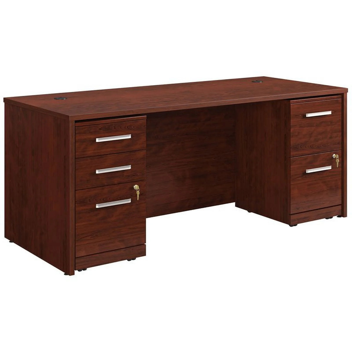 72" x 30" 2-Drawers Desk with 3-Drawers Mobile File Cabinet in Cherry O473300