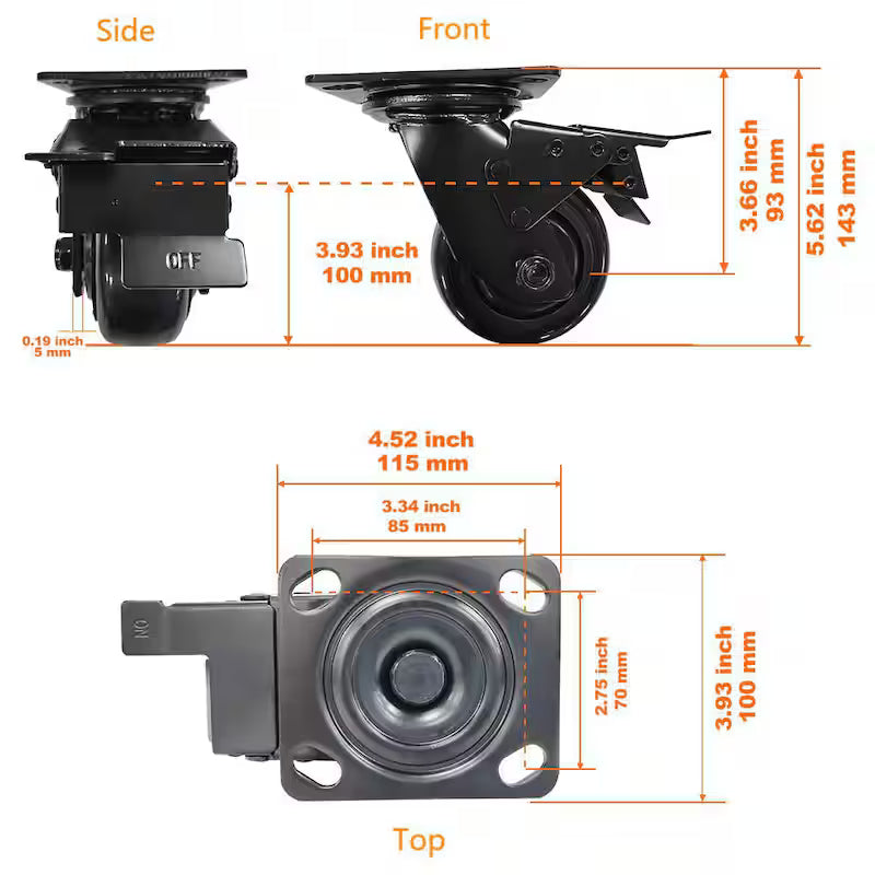 4 in. Caster Kit for Welded Steel Garage Base Cabinets H65980