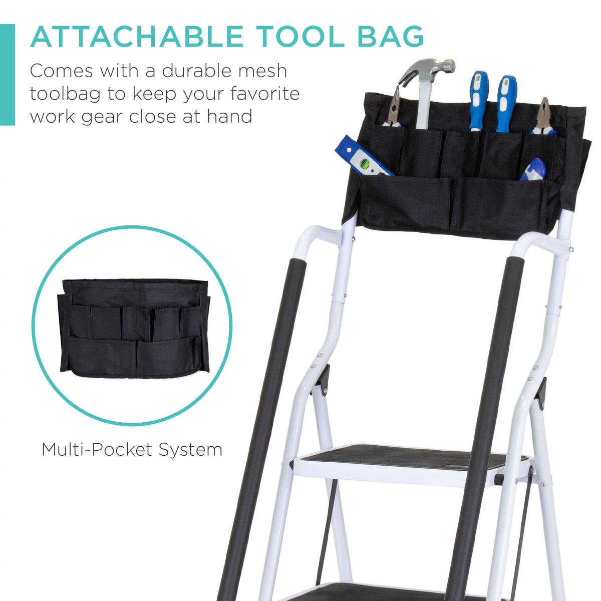 4-Step Portable Folding Anti-Slip Steel Ladder with Handrails H690827