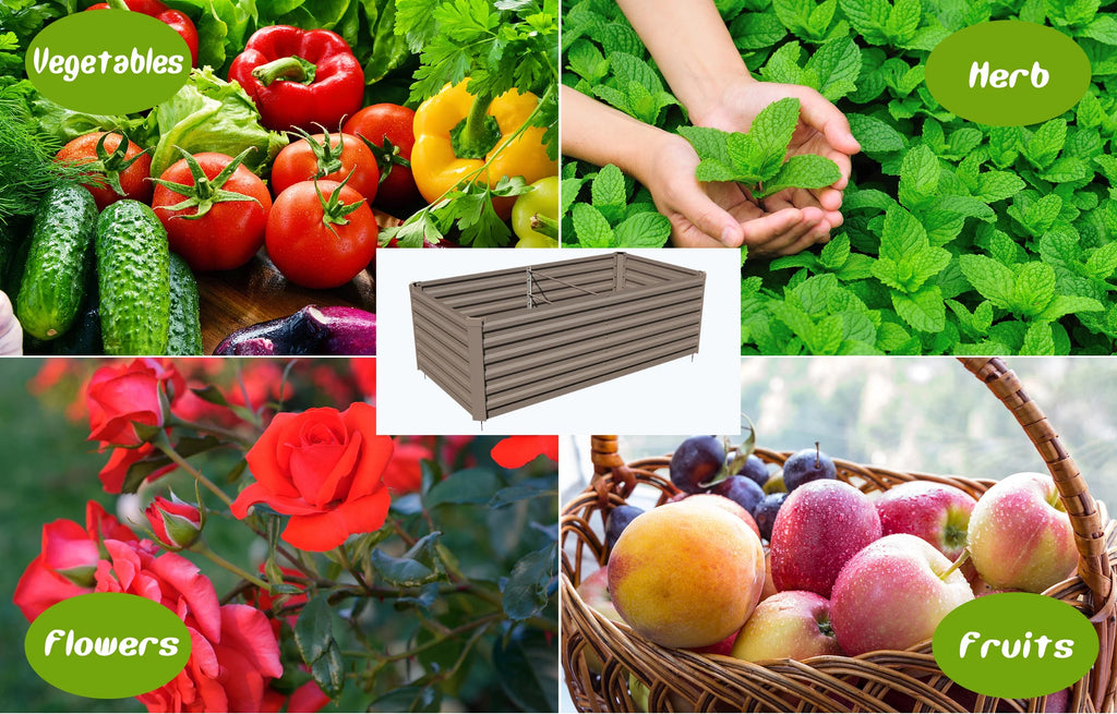 Galvanized Steel Raised Garden Bed 6x3x2 ft Brown L48192