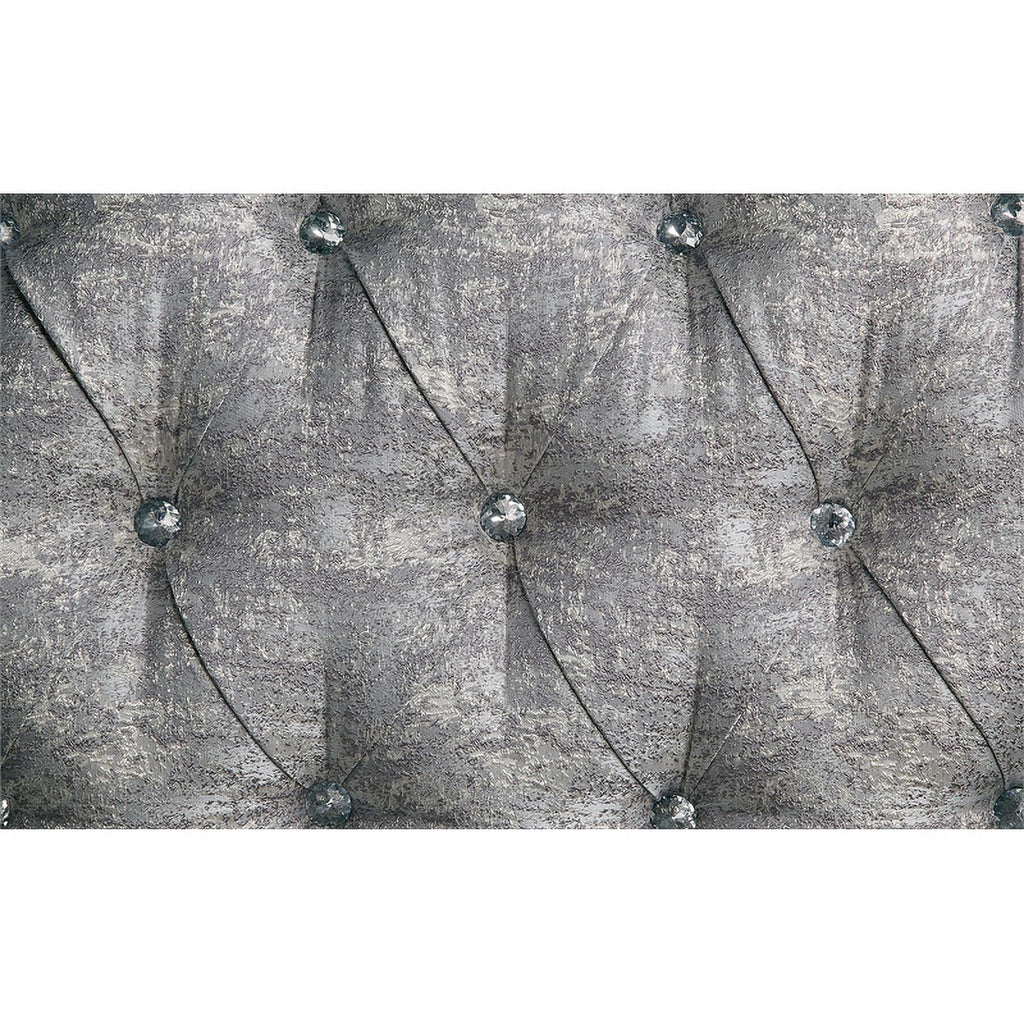 Tufted Fabric & Wood Sofa with 5 Pillows in Gray/Bronze I478800