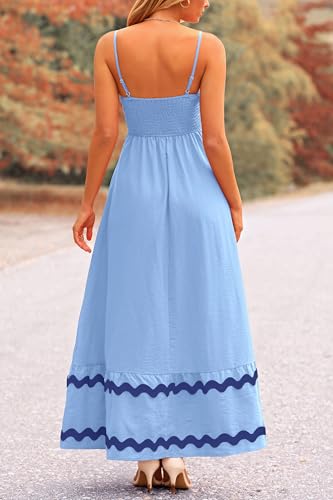 Summer Flowy Maxi Dress Sleeveless Spaghetti Strap D35621
