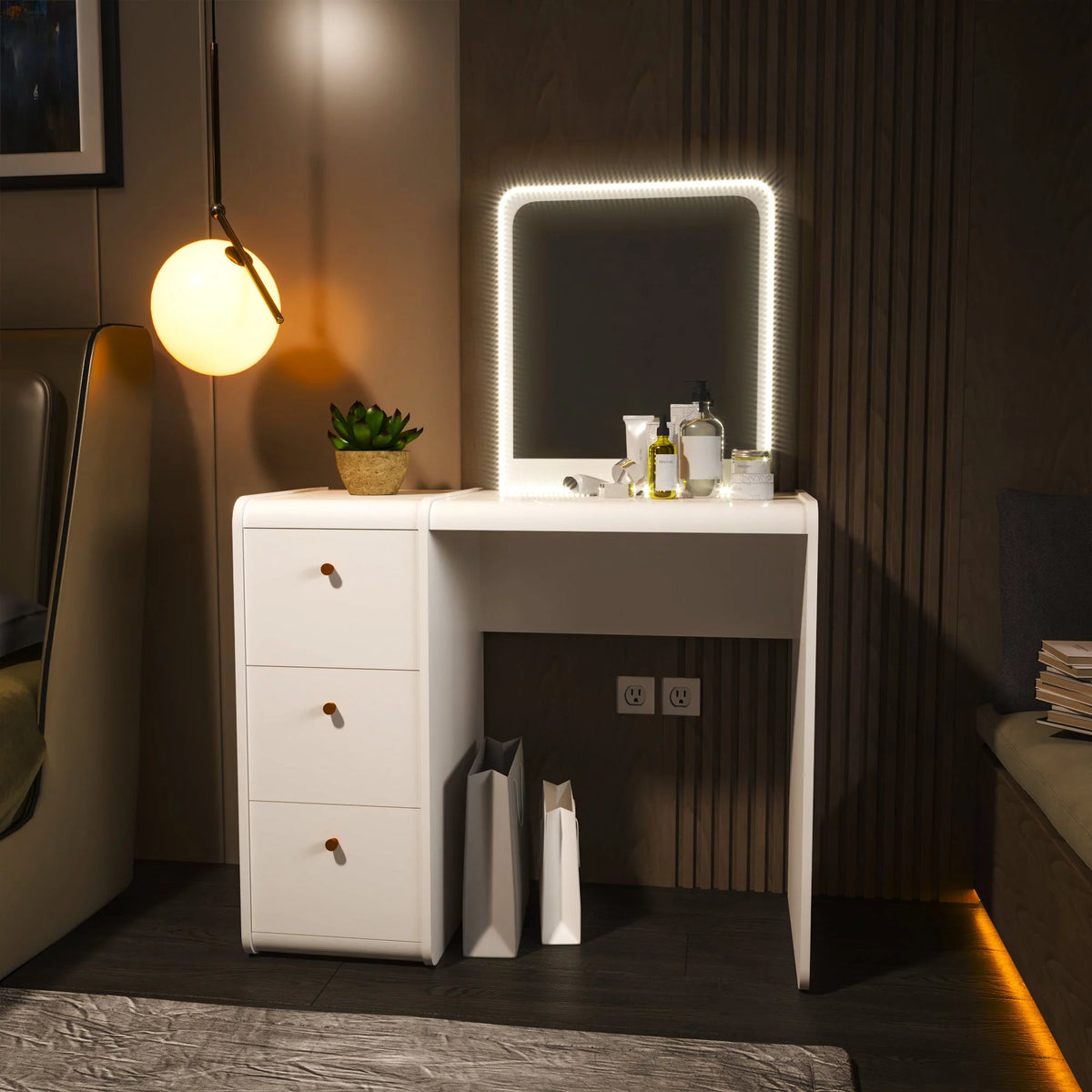 White Lighted Vanity Table Z65622