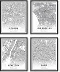 Black and White City Wall Art Set of 4 Framed 16x20 L610