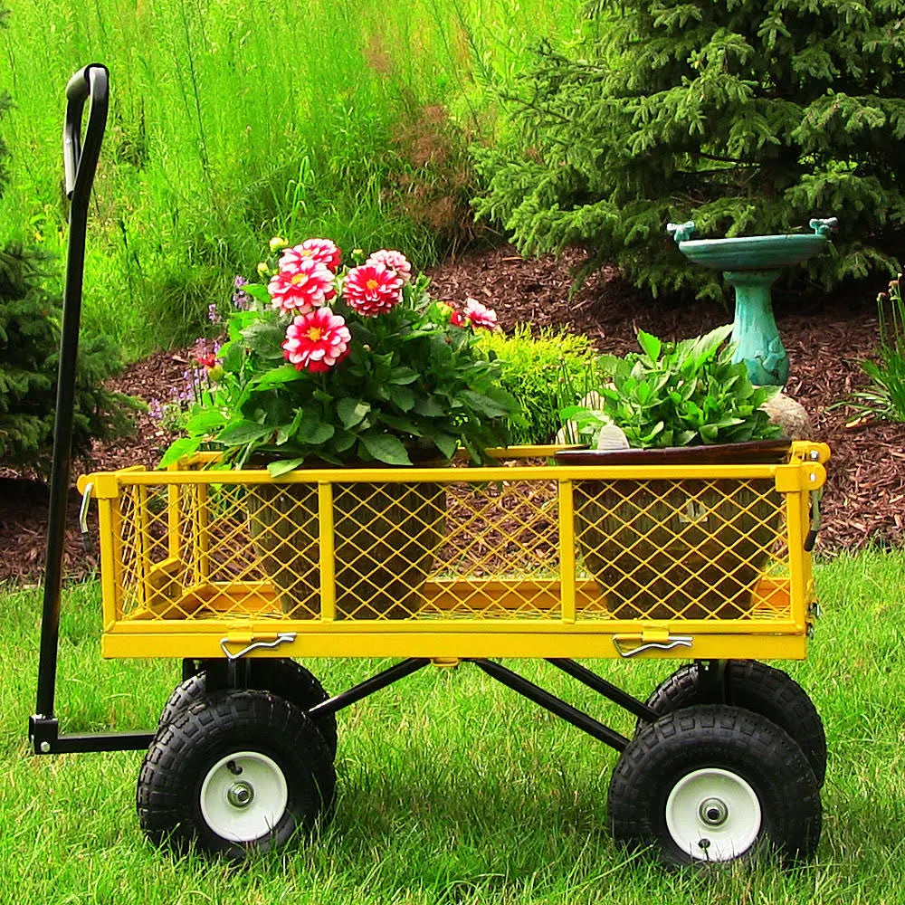 Yellow Utility Cart with Removable Folding Sides V624539