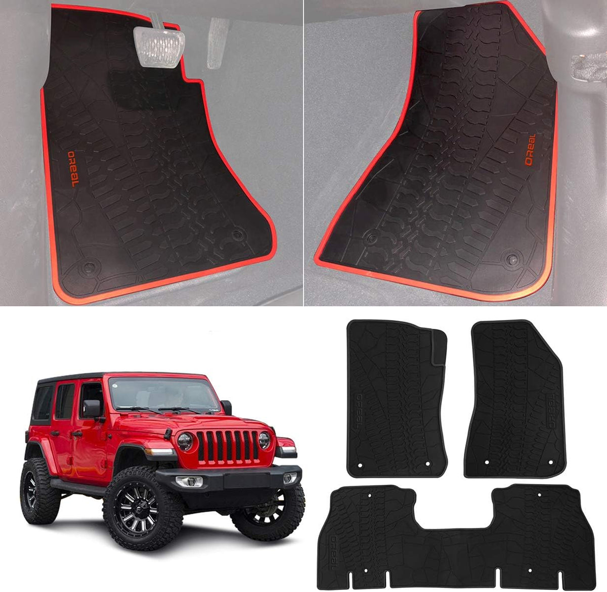 All Weather Rubber Floor Liners for Jeep Wrangler JL U929