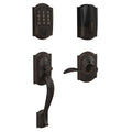 Aged Bronze Encode Smart Wi-Fi Deadbolt with Alarm and Handle Set with Accent Lever with Trim I318