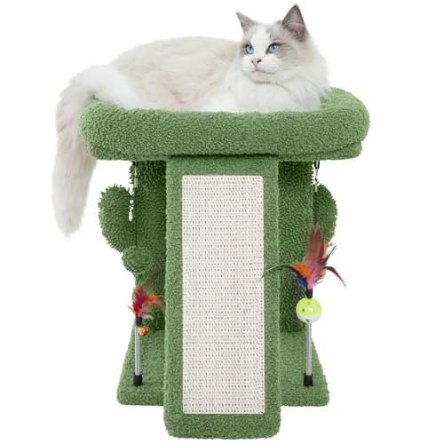 Cat Tree Tower with Scratching Post and Toy Balls, Grey O250856