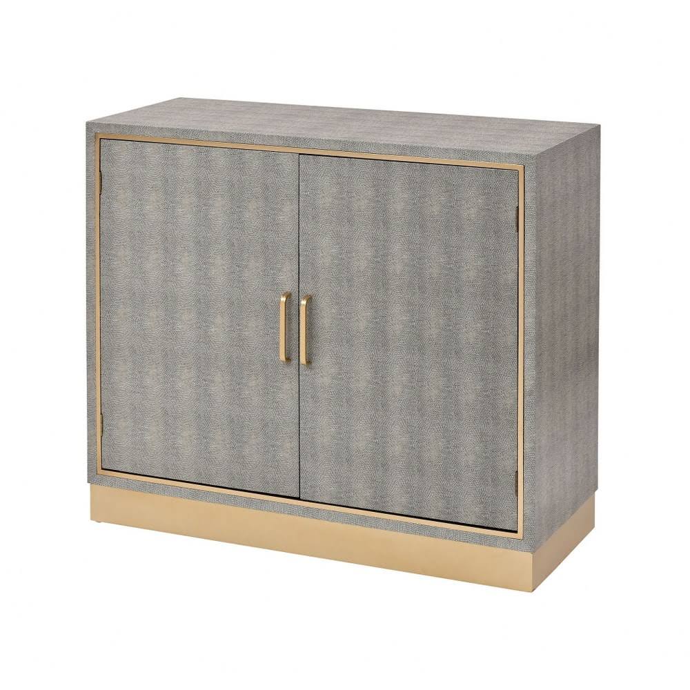 Gray Faux Shagreen and Metal Cabinet F591387
