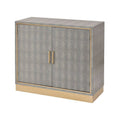Gray Faux Shagreen and Metal Cabinet F591387
