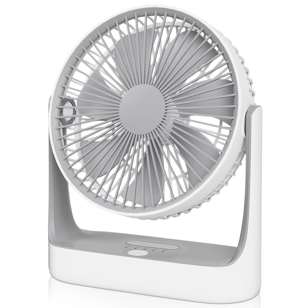USB Desktop Fan, Rechargeable Wall Mounted Hanging Fan with LED Light, White R38152