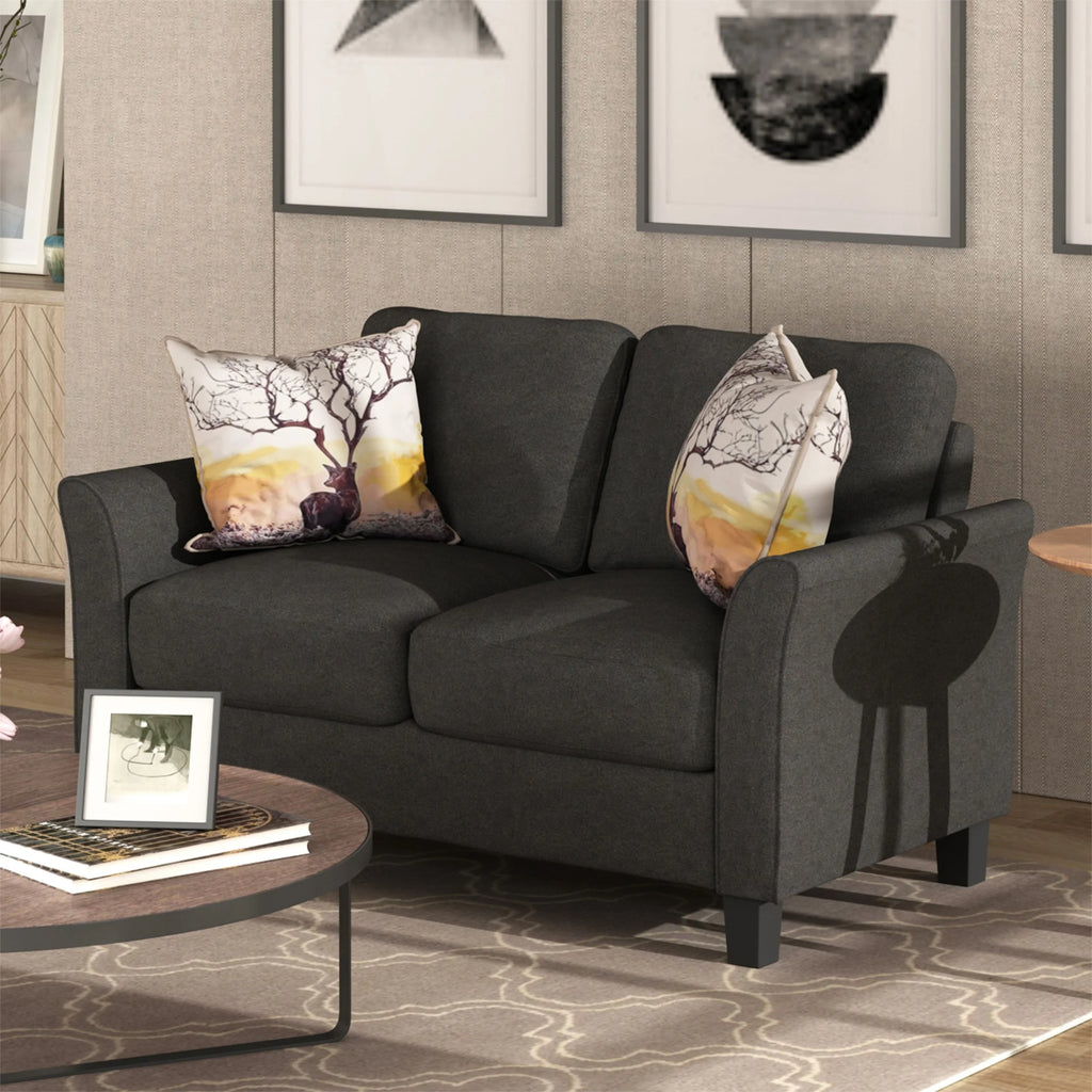 Grey Tight Back Armrest Chair and Loveseat Sofa M2357