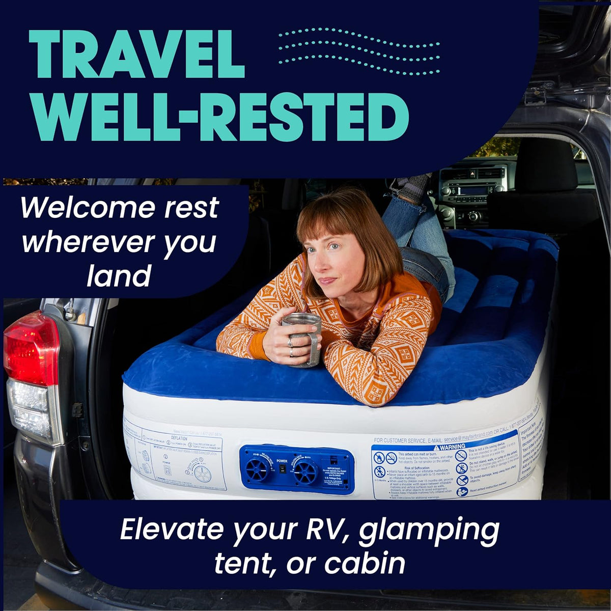 Luxury 13 Inflatable Twin Air Mattress with Built-in Dual Pump O526