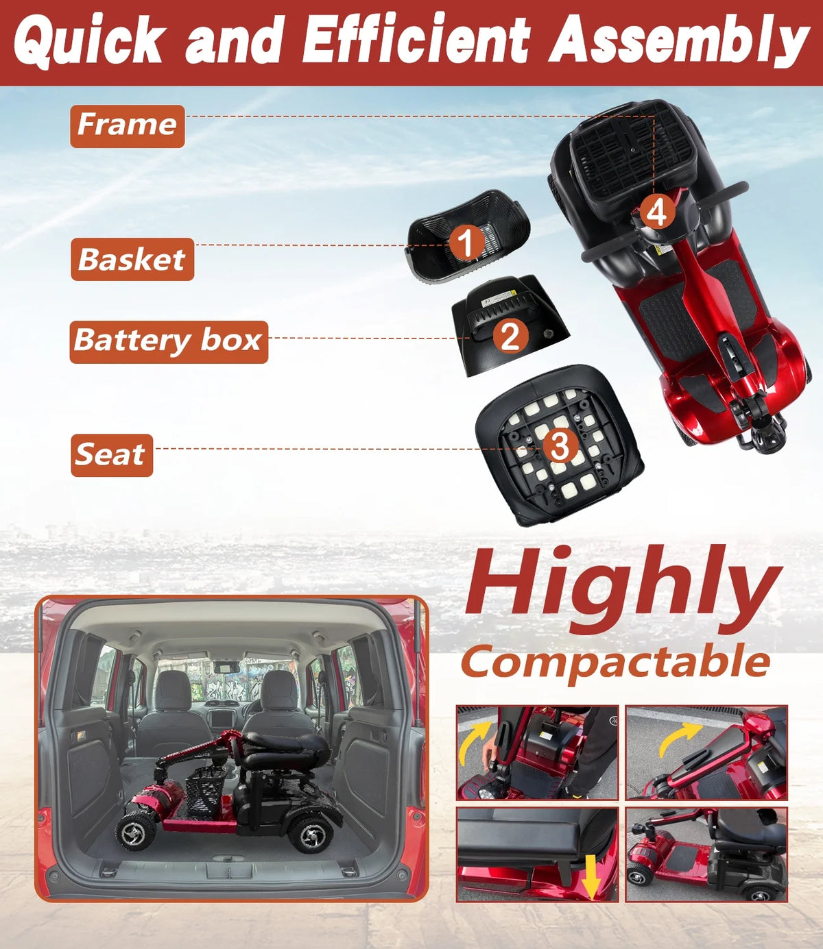 4 Wheel Electric Powered Mobility Scooter V648