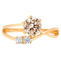 Champagne Simulated Diamond 18k Yellow Gold 3 Stone Ring R248310