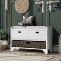 White Storage Bench with Removable Basket and 2 Drawers V52682