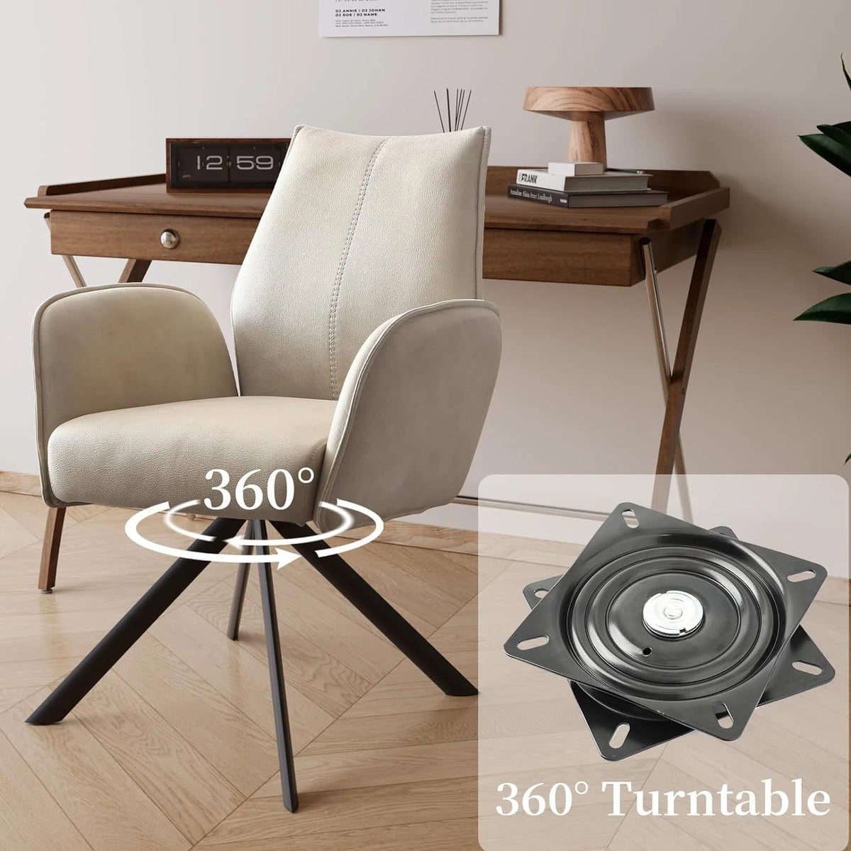 Modern Desk Chair no Wheel Ergonomic Office Chair Swivel Arm Chairs with Metal Legs E4739
