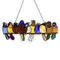 Stained Glass Birds on a Wire Window Panel J9602