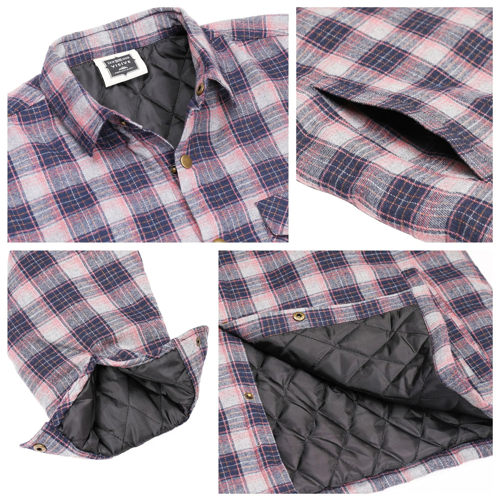 Men's Sherpa-Lined Flannel Button-Up Jacket P6051