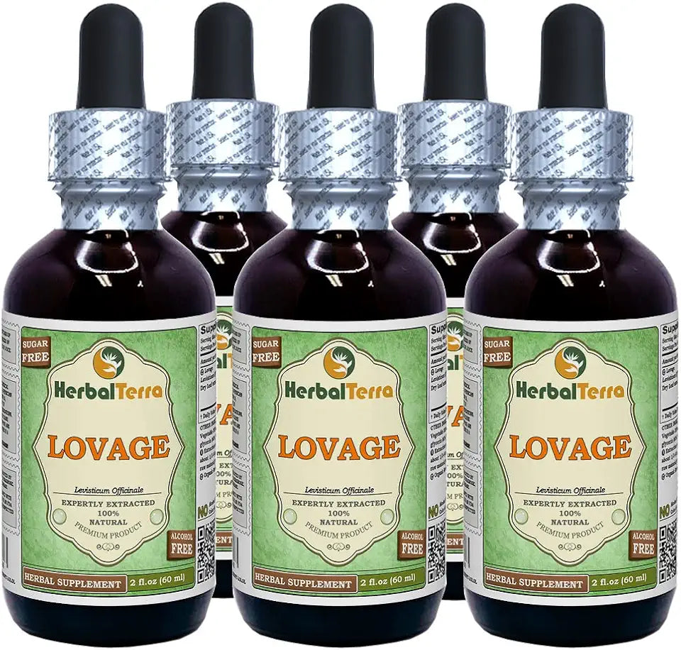 Organic Dried Lovage Alcohol-Free Liquid Extract 5x2 fl.oz D564954