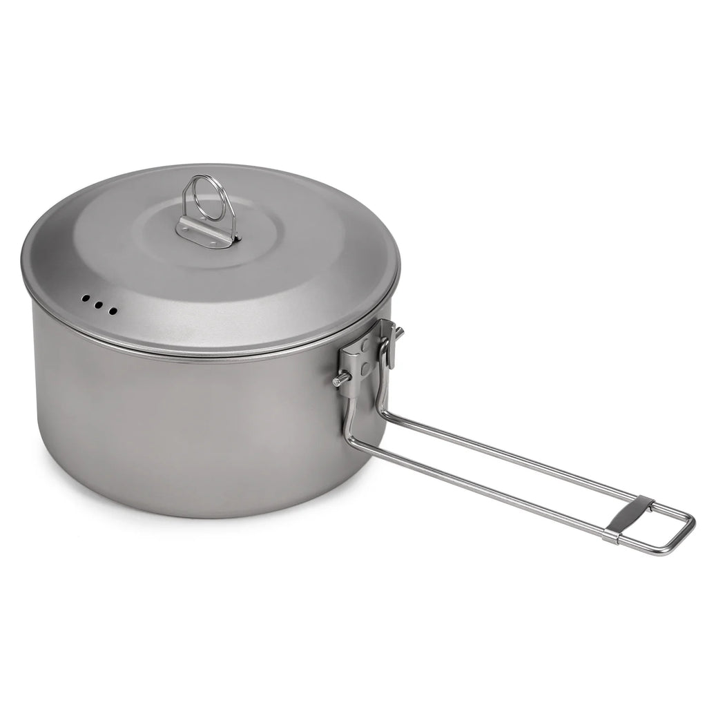 Titanium Pot and Fry Pan Set with Lid and Foldable Handles E292234