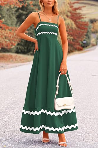 Summer Flowy Maxi Dress Sleeveless Spaghetti Strap D35621