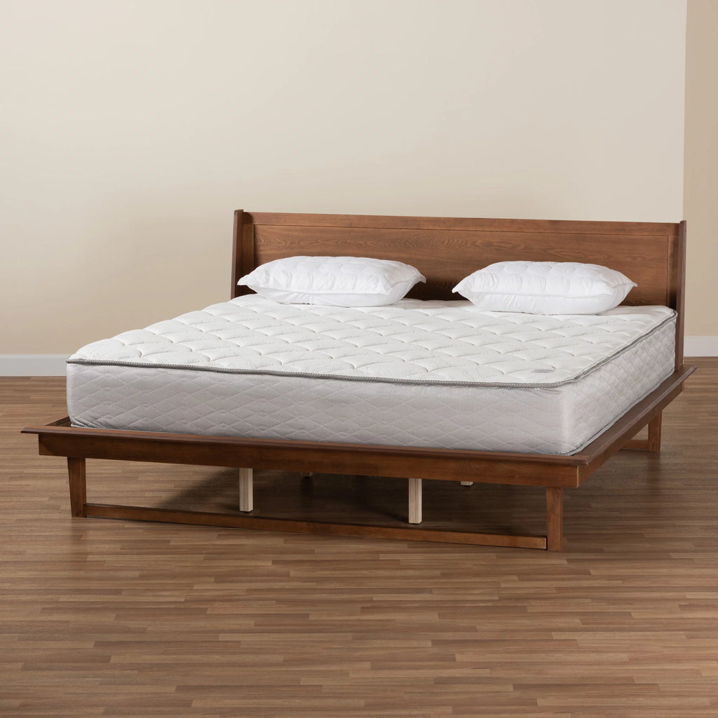 King Size Ash Walnut Finished Wood Platform Bed F1243