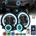 Black 9" RGBW Halo LED Headlights and 4" RGBW LED Fog Lights P84220