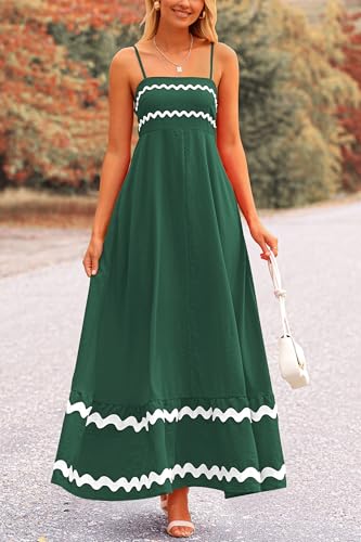 Summer Flowy Maxi Dress Sleeveless Spaghetti Strap D35621