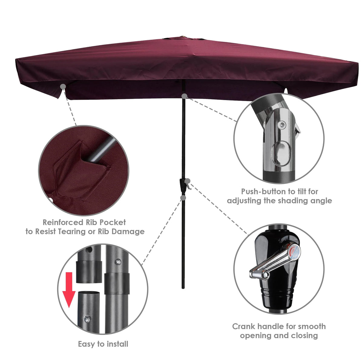 10 Ft 3 Tier Patio Umbrella with Crank Handle R406913