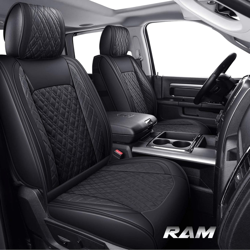 2 PCS Front Black-Red Waterproof Leather Car Seat Covers V606670