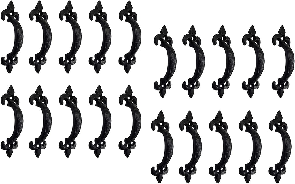 Antique Cast Iron Cabinet Pull Handles, 6.1 x 12 Pack, Matte Black W325