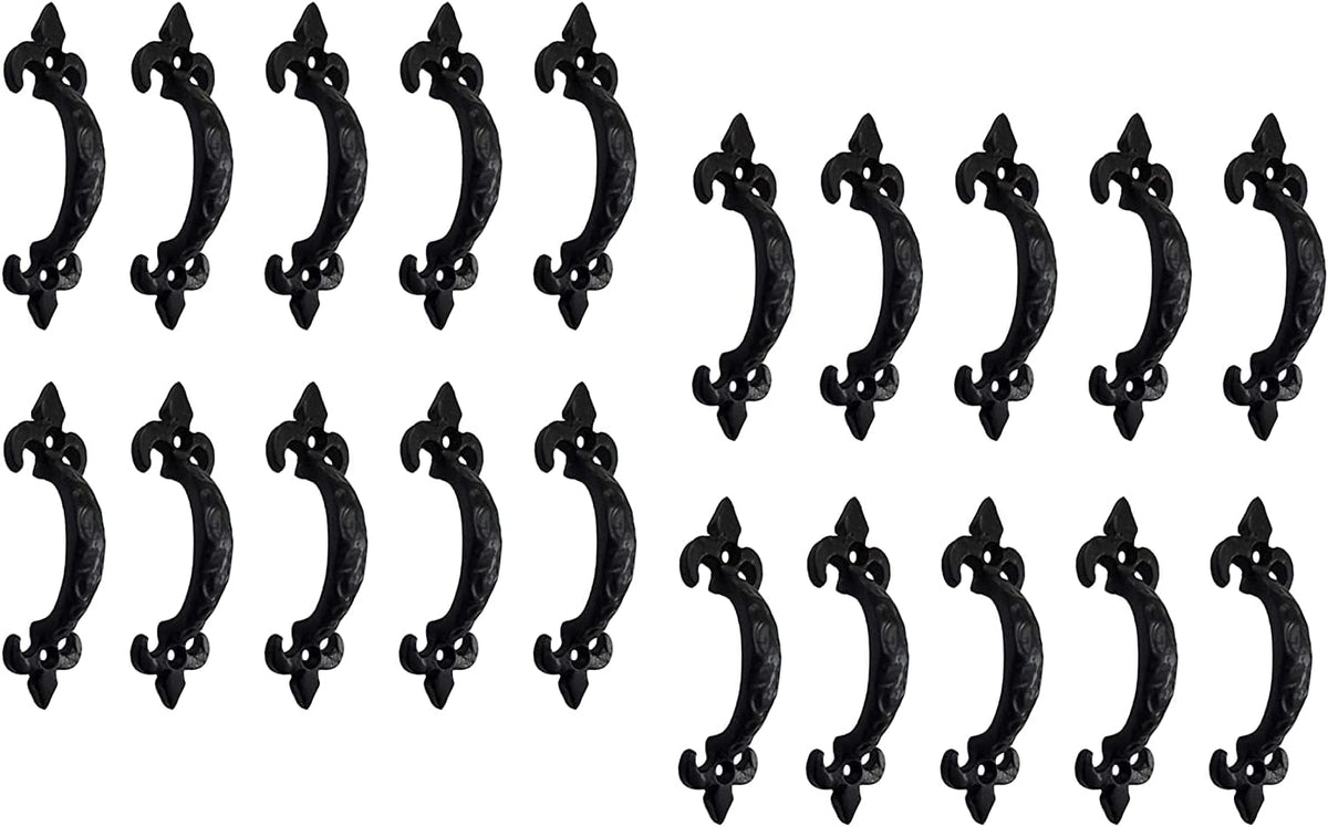 Antique Cast Iron Cabinet Pull Handles, 6.1 x 12 Pack, Matte Black W325