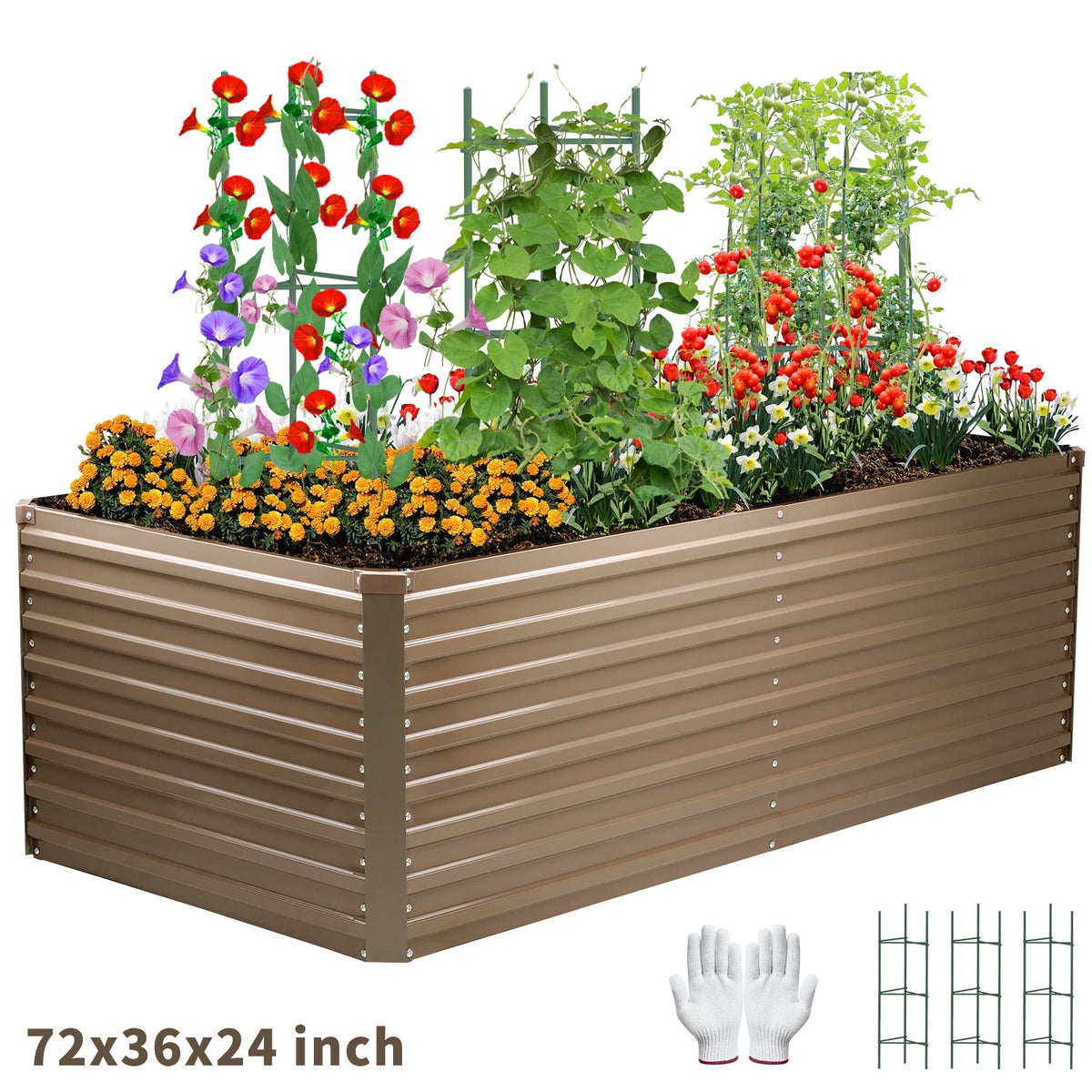 Galvanized Steel Raised Garden Bed 6x3x2 ft Brown L48192