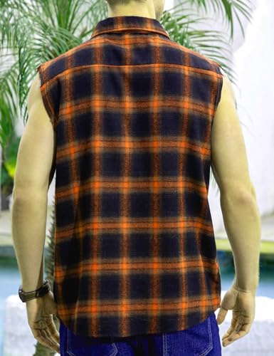 Sleeveless Plaid Flannel Shirt J78799