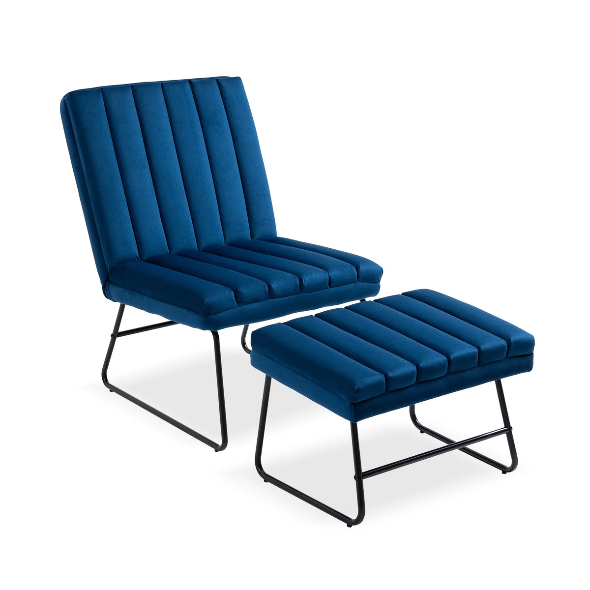 Dark Blue Upholstered Lounge Chair S9764