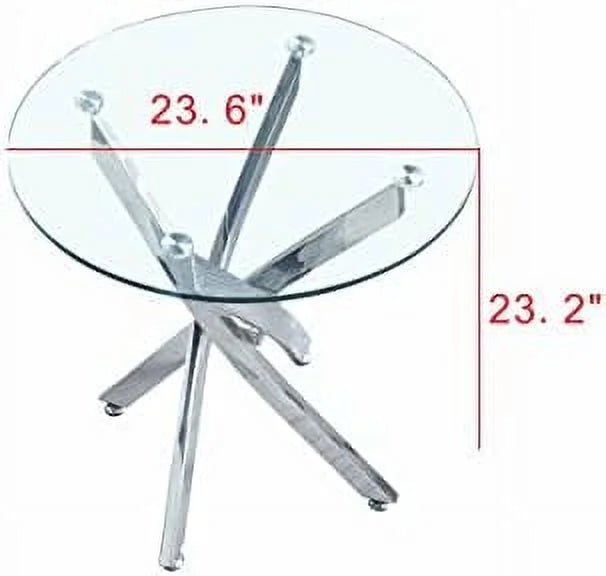 Round Glass End Table with Chrome Legs S525512