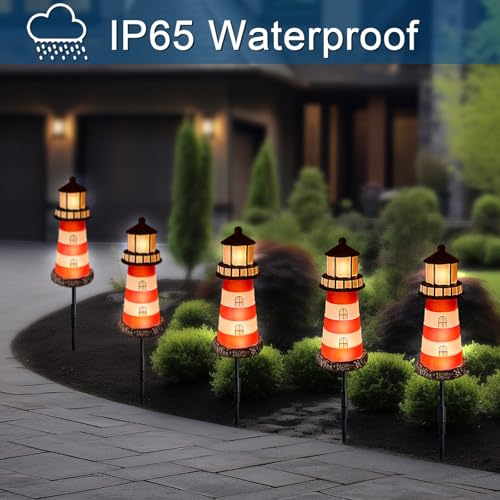5 Pack Solar Garden Lights Outdoor Waterproof Red W699