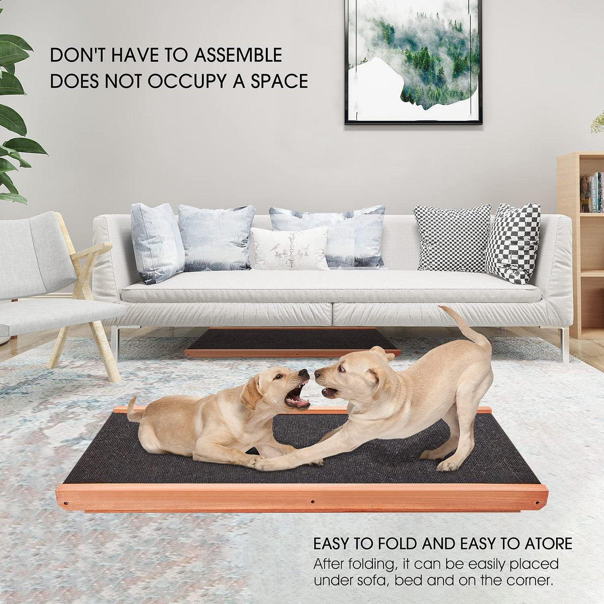 Wooden Height Adjustable Pet Ramp with Non Slip Carpet Surface, Foldable (Large) L780851