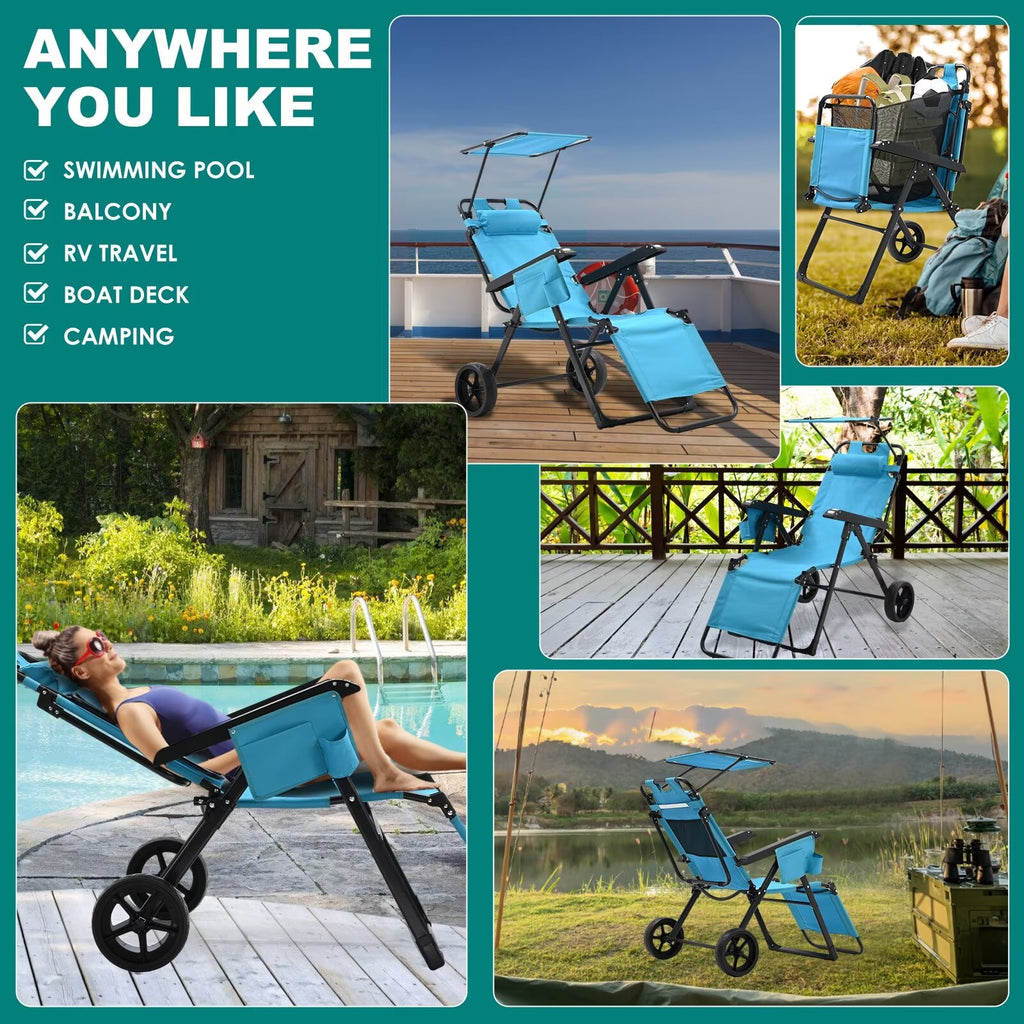 2 in 1 Beach Cart Chair with Shade W262580