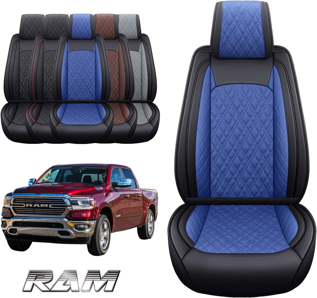2 PCS Front Black-Red Waterproof Leather Car Seat Covers V606670
