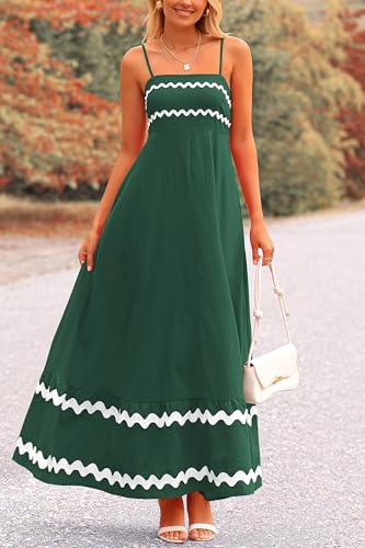 Summer Flowy Maxi Dress Sleeveless Spaghetti Strap D35621