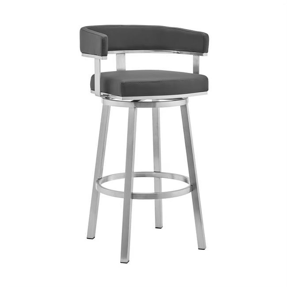 Faux Leather Swivel Counter Stool in Gray/Stainless Steel J23093