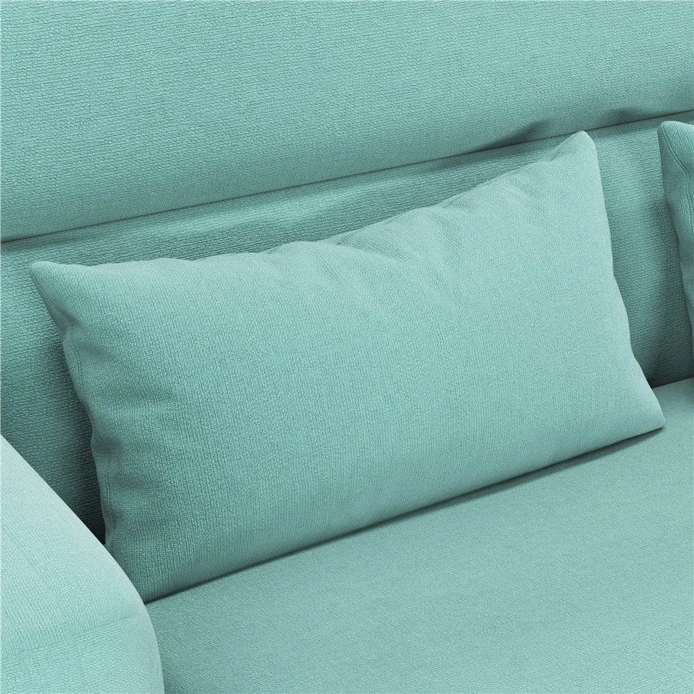 Aquamarine Fabric Loveseat Sofa with Lumbar Pillows S727743