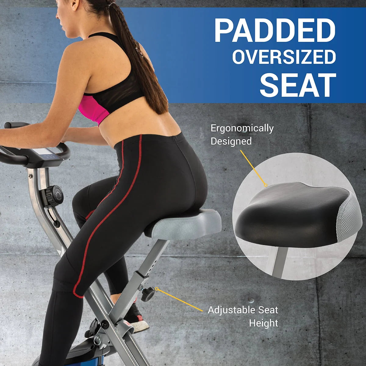 Compact Folding Stationary Bike with Padded Seat S68888